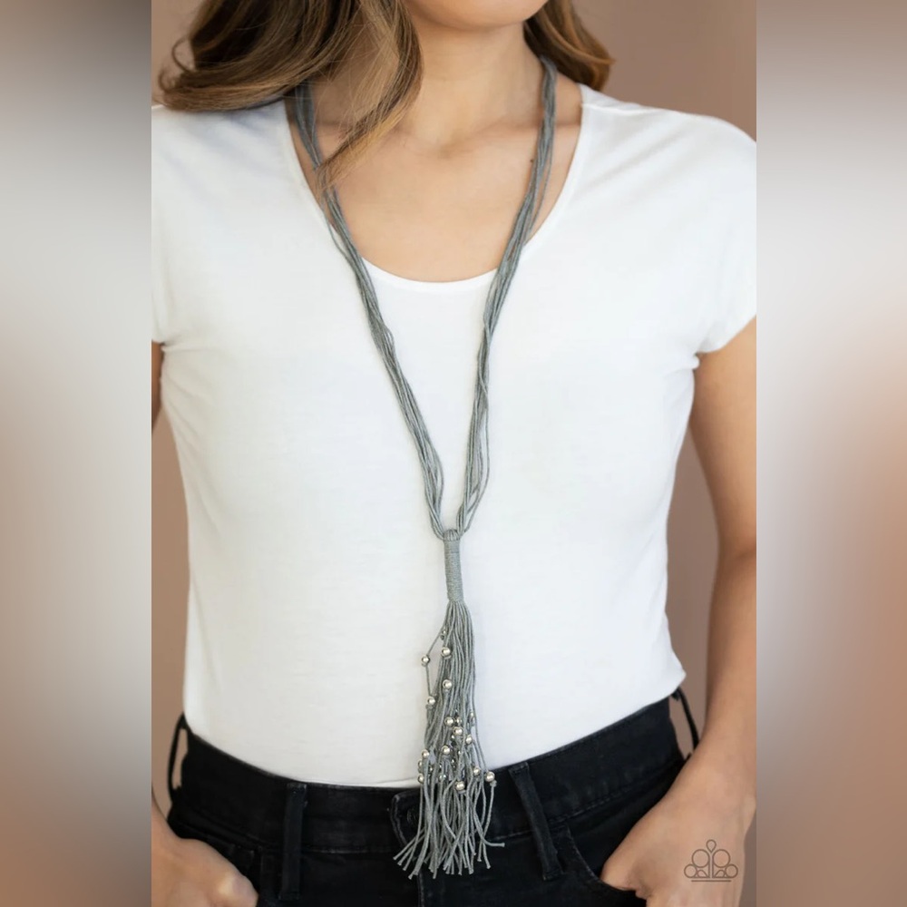 Silver Tassel Pendant Necklace Long Chain Jewelry